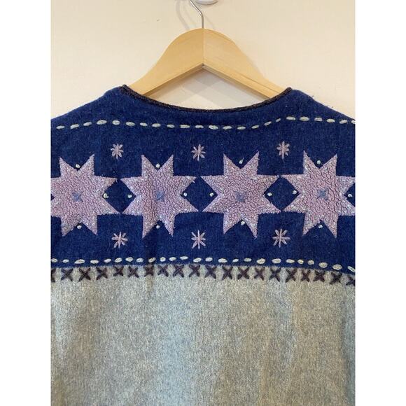 Robert Scott Siize L - Vintage Embroidery Cardigan Sweater Vest Snowflake Etc - Picture 8 of 12